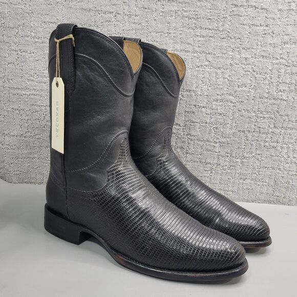 Tecovas The Earl Mens Size US 12.5D Obsidian Lizard Leather Pull-On Roper Boots main image 11